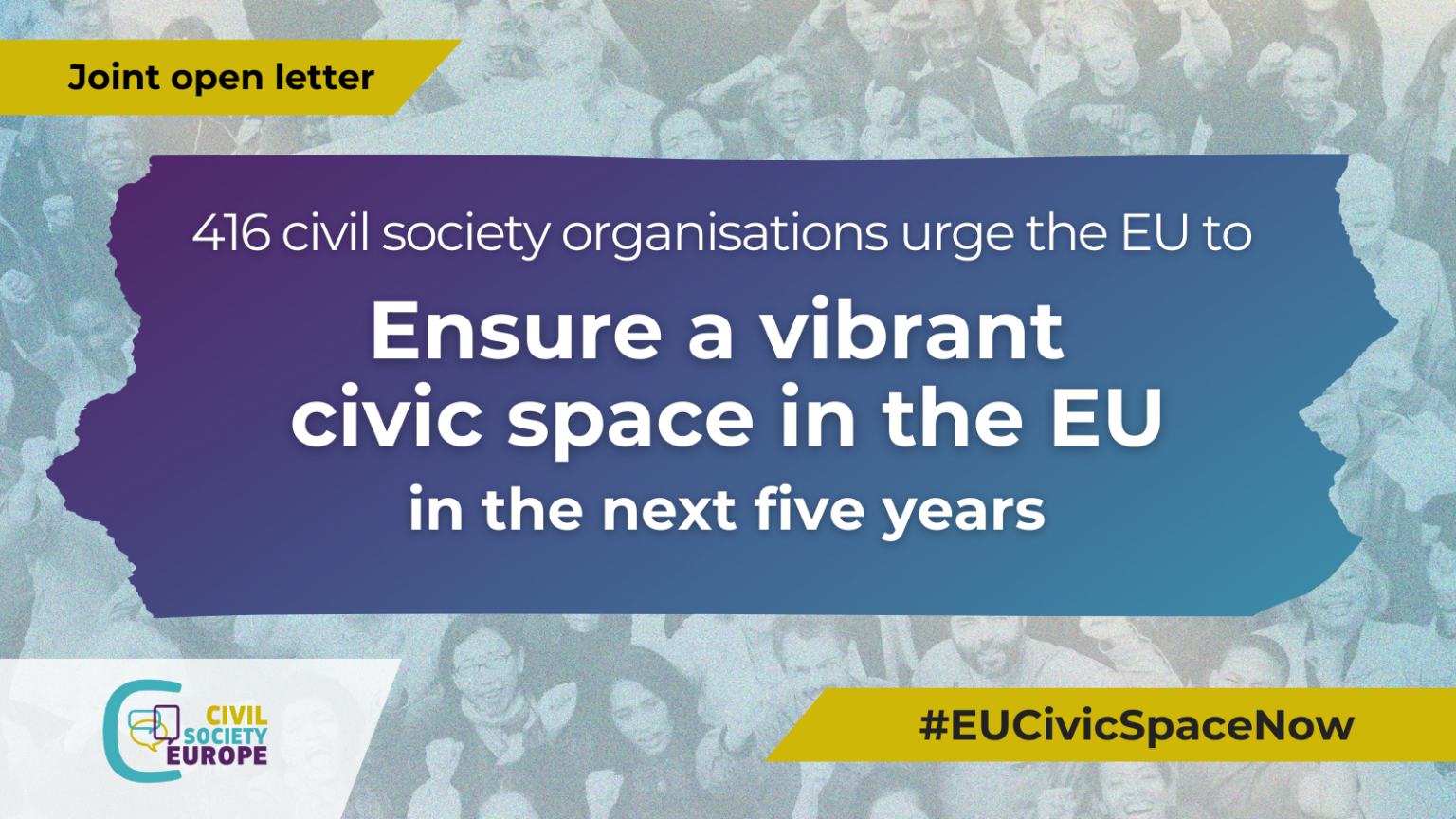 The open letter “Ensuring a vibrant civic space in the European Union” is an initiative by Civil Society Europe.